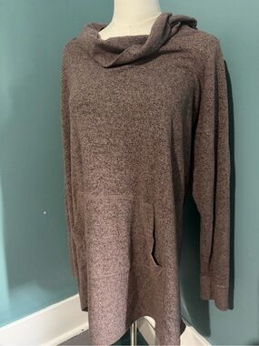 Women’s Heather Brown Cowl Neck Tunic Top Long Sleeve Stretch Pockets Plus 3X